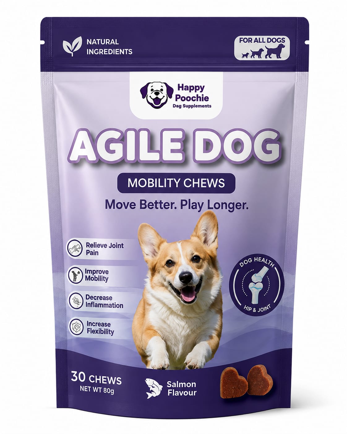 Agile Dog - Hip & Joint Supplement For Dogs (30 chews)